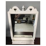 Vintage white wood wall mirror w/ planter box