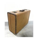 Large vintage Aviator brown tweed suitcase