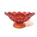 Red orange vintage depression glass dish