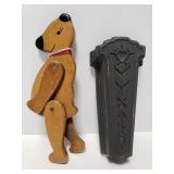 Wood bear and scissor holder