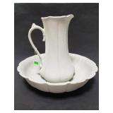 White crackle pitcher and basin