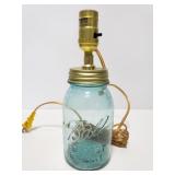 Aqua Ball Mason jar lamp
