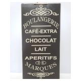 Metal café sign in French