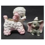 Lamb planter and Disney Dumbo figurine