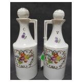 Pair of floral Japanese oil & vinegar pitchers
