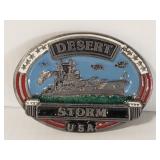 Enameled metal Desert Storm belt buckle
