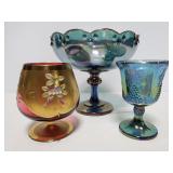 Carnival glass and decorative glass pieces