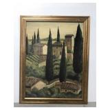 Tuscan landscape scene gold framed artwork