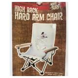 High-back wood arm folding camp chair