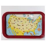 Vintage metal US states symbols tray