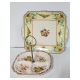 Staffordshire cake plate & Japan candy/nut dish