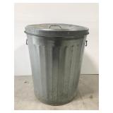 Large galvanized metal trash can w/ lid