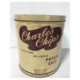 Vintage Charles Chips metal potato chip can