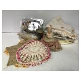 Vintage linens, buttons, pin cushion, etc