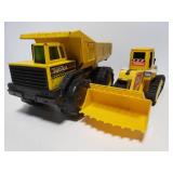 2 large Tonka toy construction trucks