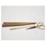 Vintage scissors and handmade crochet hooks
