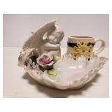 Candy dish, angel vase and flower mug