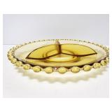 Vintage Yellow glass divived dish
