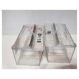 Two clear locking lotto boxes
