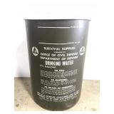Vintage civilian defense survival water metal drum