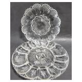 2 glass deviled egg serving trays