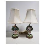 Porcelain figure Lord & Lady night stand lamps