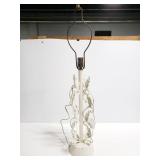 Tall metal white filigree lamp