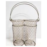 Rustic wire basket with glass inserts