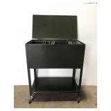 Vintage military metal rolling file cabinet cart