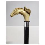 Carved handle horse & jockey cane