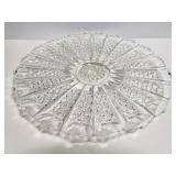 Large clear glass serving tray w/ star detail