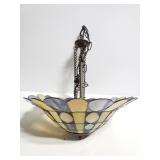Vintage stained glass hanging light fixture