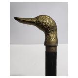 Brass duck head handled walking cane