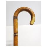 Wood curved handle walking cane