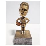 Brushed metal/resin basketball player bobble head