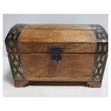Small wood chest with brass/metal accents