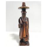 Carved wood man incense holder