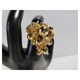 Gold toned textured bubble ring