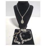 Rhinestone necklace trio
