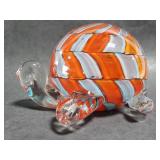 Blown glass turtle paper weight art