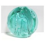 Blue glass flat paper weight