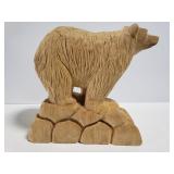 Carved wood bear sculpture statue