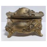 Petite ornate metal trinket box