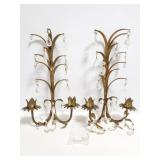 Metal and jeweled wall sconce candle holders