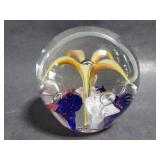 Large flower glass paper weight