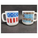 USA & CB radio milk glass coffee mugs