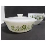 Fire King bowl and Glasbake covered casserole dish