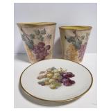 Three piece grape decor pieces