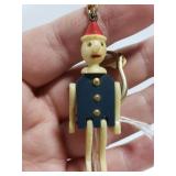 Small vintage Pinocchio keychain
