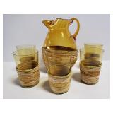 Six piece Amber glass beverage set